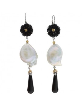 Flower Black Earrings