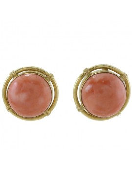 Button of Coral Earrings